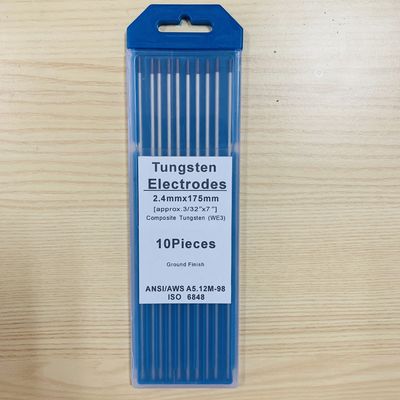 Eletrodos de tungstênio WE3 de cabeça preta composto de tungstênio 2,4 mm * 175 mm Ideal para soldagem TIG