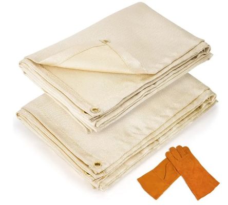 100% Retardante de Chama Cobertura de Soldadura 6x8 pés 2 Pacotes com Luvas de Proteção para as Mãos