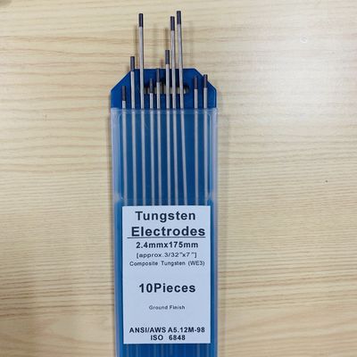 Eletrodos de tungstênio WE3 de cabeça preta composto de tungstênio 2,4 mm * 175 mm Ideal para soldagem TIG