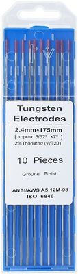 10 pacotes de elétrodos de tungstênio vermelho 2,4 mm * 175 mm para solda TIG
