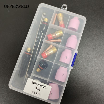 WP 17 18 26 TIG Kit de lentes de gás com tocha com 18 peças de copo cerâmico/bocal de alumínio/colete