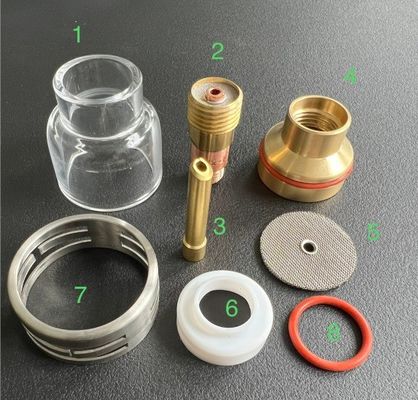 WP-17/18/26 Kit de bico transparente de champanhe TIG Acessórios de soldagem para soldas consistentes