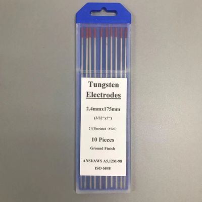 Eletrodos de tungstênio para solda de vareta ponta vermelha 2% toria 2.4mm * 175mm para soldagem TIG
