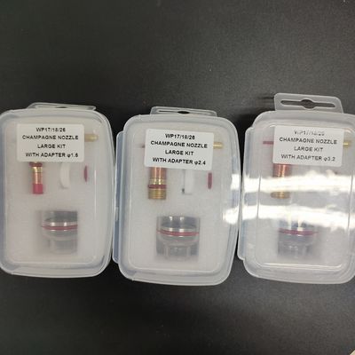 WP-17/18/26 Champagne 3.2mm Tig nozzle Kit grande com adaptador para TIG quartzo de solda