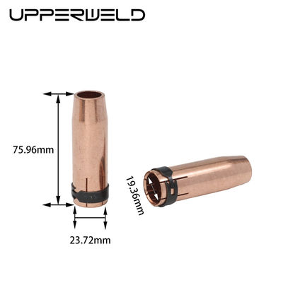 Nozzle de solda a gás MIG MAG resfriado a ar com ponta de contato do difusor de gás comprimento 75.96mm