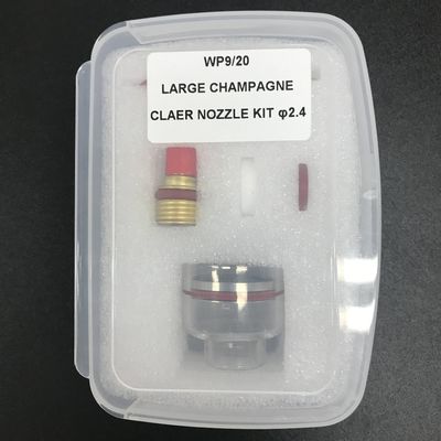 WP-9/20 Kit de bico de quartzo claro de champanhe grande para acessórios de soldagem Tig de 2,4 mm