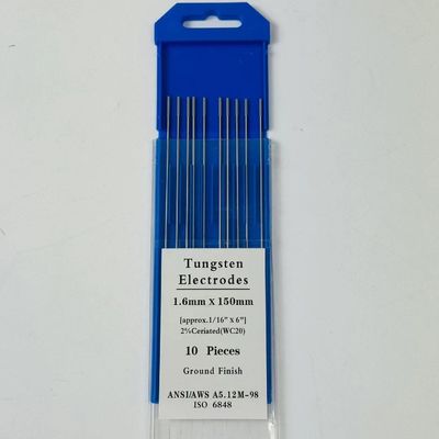 Suporte ODM personalizado Eletrodos de tungstênio WC20 de 1,6 mm * 150 mm para consumíveis de soldagem TIG