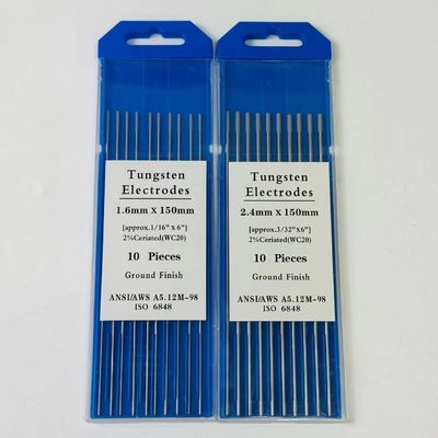 Suporte ODM personalizado Eletrodos de tungstênio WC20 de 1,6 mm * 150 mm para consumíveis de soldagem TIG