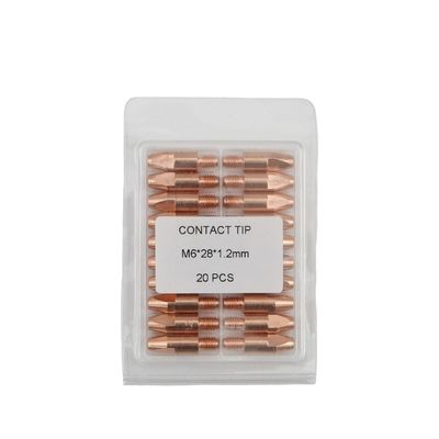 Diâmetro de fio 0,8-1,2 mm M6*28 mm 1,2 mm Pinta de contato para tocha de soldagem Mig Consumível