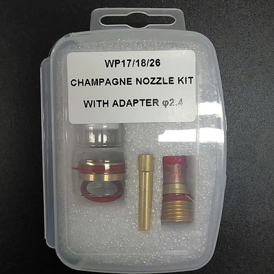 Componentes e acessórios de tocha de soldagem Tig clara Kit de bocal de champanhe com adaptador 2,4 mm