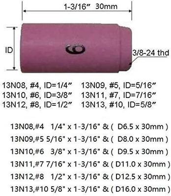 TIG Soldagem Tocha SR WP920 24 25 Fit 13N08 13N09 13N10 13N11 13N12 13N13 Beco de bico 10pcs