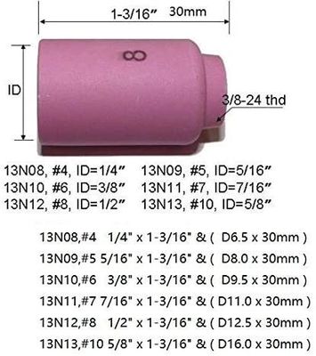 TIG Soldagem Tocha SR WP920 24 25 Fit 13N08 13N09 13N10 13N11 13N12 13N13 Beco de bico 10pcs