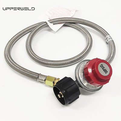 5ft vermelho e prateado propano de aço inoxidável trançado tanque de acampamento gás de gás LPG com gauge