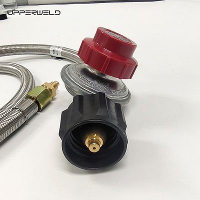 5ft vermelho e prateado propano de aço inoxidável trançado tanque de acampamento gás de gás LPG com gauge