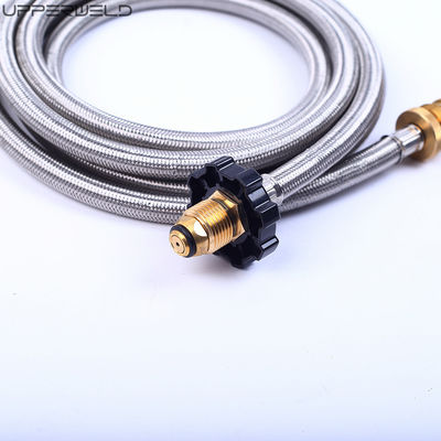 Adaptador de mangueira de propano de poço de incêndio Reabastecimento de gás de gás liquefeito trançado inoxidável para fogão de campismo