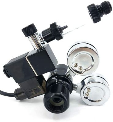 Regulador de CO2 do tanque de peixe com válvula de retenção e visor de duplo calibre CGA320 Solenoide de rosca 110V