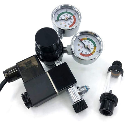 Regulador de CO2 do tanque de peixe com válvula de retenção e visor de duplo calibre CGA320 Solenoide de rosca 110V