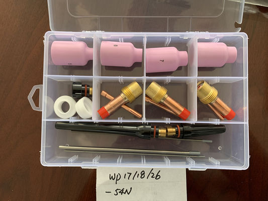 WP-17/18/26 TIG Kit de consumíveis de tocha de soldagem para elétrodos de 1,6 mm/2,4 mm/3,2 mm 18pcs