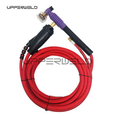 WT125F Tocha de solda TIG com Copo de vidro de cabo vermelho e lente de gás