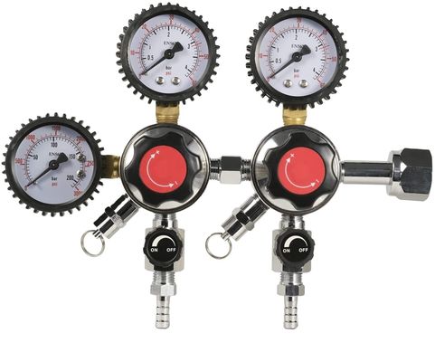 Home Cerveja Regulador de duplo gauge superior de CO2 com válvula de segurança de alívio de pressão