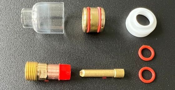 Acessórios TIG Kit de bico transparente 53GQ Adaptador de lente de gás Collete de cunha para soldagem transparente