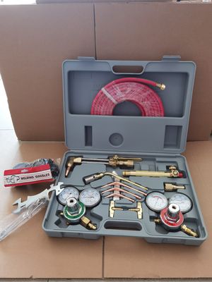 Kit de tocha de corte de soldagem de regulador de gás de acetileno de latão com mangueira dupla de 15 pés