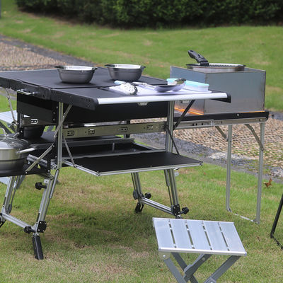 Mesa de acampamento de alumínio multifuncional para cozinhar facilmente e churrasco em atividades ao ar livre
