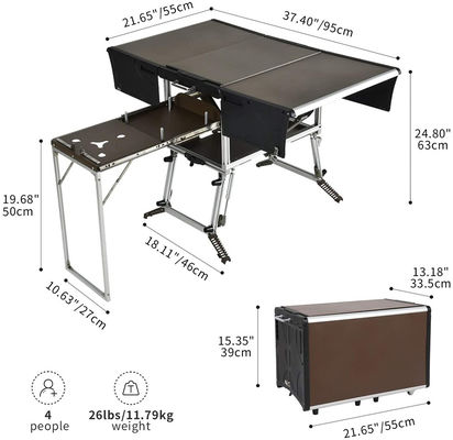 Tabela de cozinha de acampamento de design moderno com armário de armazenamento Método de pacote de caixa de papel branco