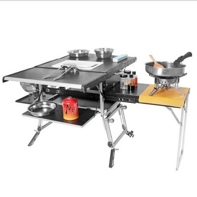 Mesa de acampamento dobrável de aço inoxidável de alumínio para cozinha portátil em carro ou casa