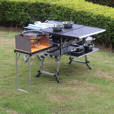 Mesa de acampamento dobrável de aço inoxidável de alumínio para cozinha portátil em carro ou casa