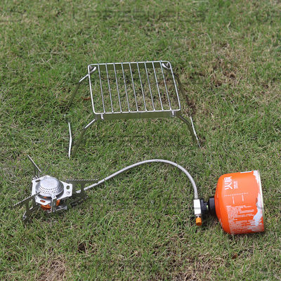 Mini fogão de acampamento de aço inoxidável fogão dobrável de propano butano com caixa de transporte
