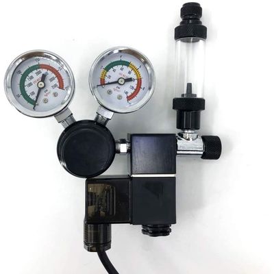 Redutor de gás verde regulador de CO2 de dupla fase válvula solenoide para aquário aquário