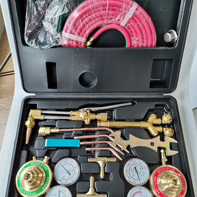 Conjunto de soldagem e corte a gás Kit de tocha de oxigênio Acetileno de brasagem com caixa de transporte Ideal
