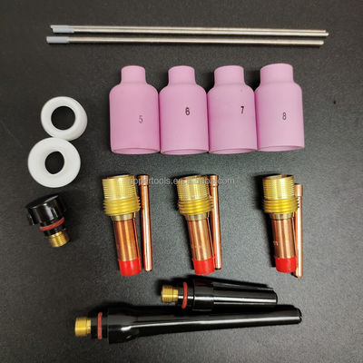 WP 17 18/26 Kit de copos de soldadura TIG com colchetes de copos de vidro Lentes de corpo de gás e bocal de cerâmica