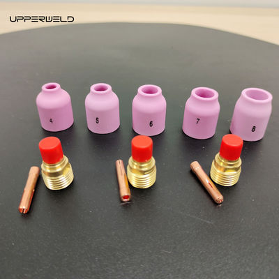WP 17 18/26 Kit de copos de soldadura TIG com colchetes de copos de vidro Lentes de corpo de gás e bocal de cerâmica