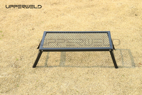 Grelha de fogueira dobrável preta Grelha de fogueira portátil pesada Grelha de fogueira para acampamento ao ar livre