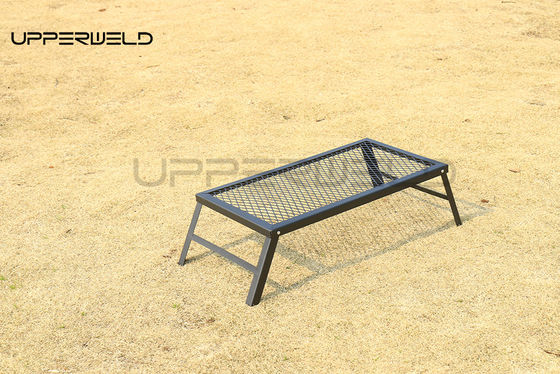 Grelha de fogueira dobrável preta Grelha de fogueira portátil pesada Grelha de fogueira para acampamento ao ar livre