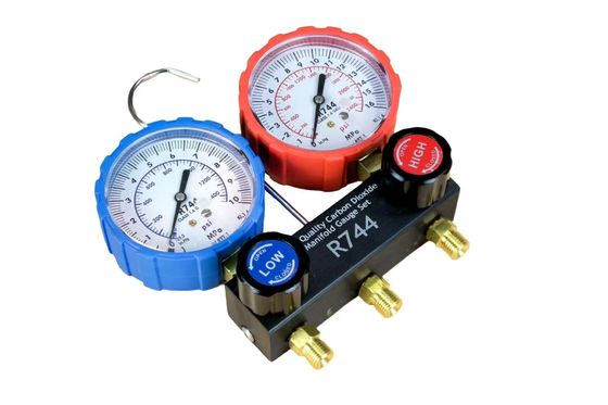 80cm Manifold Gauge Set para R744 Air Conditioner Upper Thread G1/4-19 OBM Personalizado