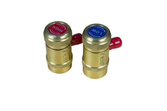 Um conector alto e um baixo todo cobre R744 par rápido para carregamento de refrigerante