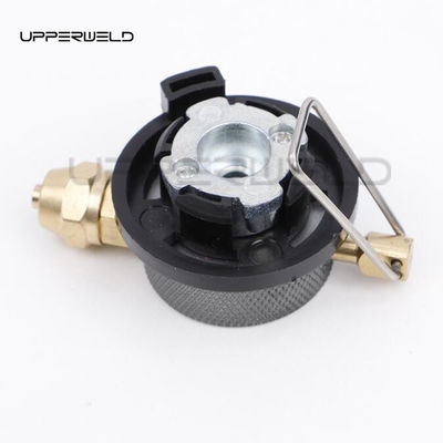 Cassete de fogão a gás em uma peça preta Conector de tanque de gás de regulação de válvulas Adaptador de fogão de válvulas de comutação
