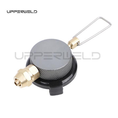 Cassete de fogão a gás em uma peça preta Conector de tanque de gás de regulação de válvulas Adaptador de fogão de válvulas de comutação