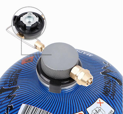 Cassete de fogão a gás em uma peça preta Conector de tanque de gás de regulação de válvulas Adaptador de fogão de válvulas de comutação