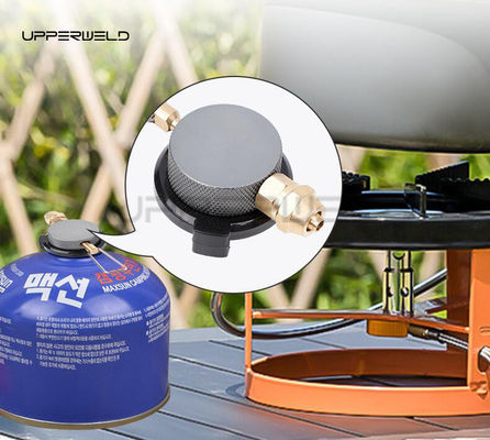 Cassete de fogão a gás em uma peça preta Conector de tanque de gás de regulação de válvulas Adaptador de fogão de válvulas de comutação