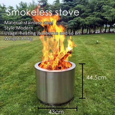 Forno de fogueira de aço inoxidável de 43 cm de comprimento para acampar ao ar livre e cozinhar sem fumaça