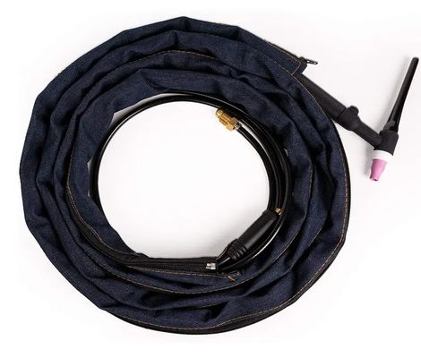 Proteção contra soldagem Casaco de denim azul resistente ao fogo para cobertura de cabo TIG Tocha de soldagem