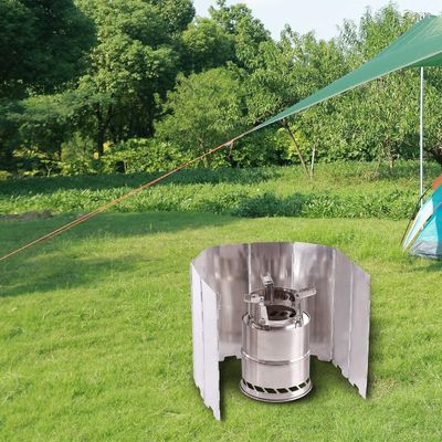 Para-brisas de alumínio fogão de acampamento para-brisas com saco de transporte queimador de butano leve 290g