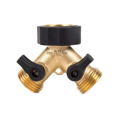 Conector de mangueira de jardim de latão Divididor de torneira com 2 válvulas e 2 lavadoras Conectar acessórios