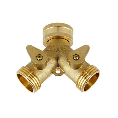 Conector de mangueira de jardim de latão Divididor de torneira com 2 válvulas e 2 lavadoras Conectar acessórios