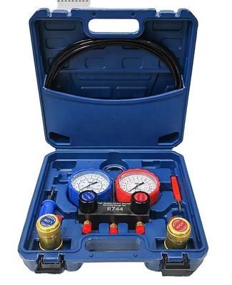 R744 Tecnologia de compressão de ar Manifold Gauge Set para fluorização do refrigerante 744