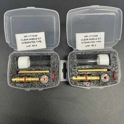 Wp17/18/26 Tig Soldagem Tocha Kit de bocal transparente Tipo L 47 1.6 integrado para copos de vidro
